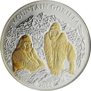 Rwanda / Silver Three Ounces 2008 Mountain Gorilla - reverse photo