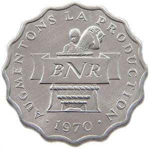 Rwanda / Two Francs 1970 - reverse photo