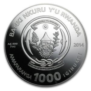Rwanda / Silver Three Ounces 2014 Year of the Horse - obverse photo