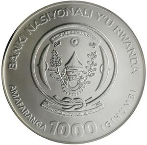 Rwanda / Silver Three Ounces 2008 Mountain Gorilla - obverse photo