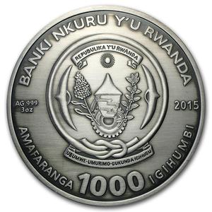 Rwanda / Silver Three Ounces 2015 Year of the Goat - obverse photo