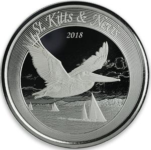 Saint Kitts and Nevis / Silver Ounce 2018 Brown Pelican - reverse photo