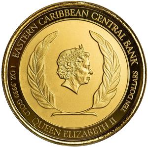 Saint Kitts and Nevis / Gold Ounce 2022 Underwater Surfer - obverse photo