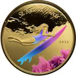 Saint Kitts and Nevis / Gold Ounce 2022 Underwater Surfer / Coloured Proof - reverse photo