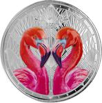 Saint Lucia / Silver Ounce 2024 Flamingos / Coloured Proof - reverse photo