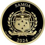 Gold Ounce 2024 Jungle Life - Jaguar: Photo 2024 1 oz Samoa Jungle Life - Jaguar .999 Gold BU Coin / thumbnail