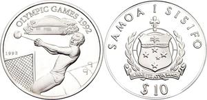 Samoa / Silver Ounce 1992 Olympic Games - Hammer Thrower - reverse photo