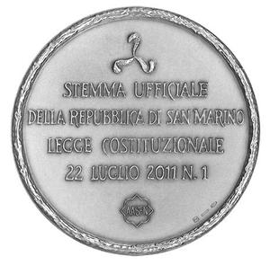 San Marino / Silver Medal 2012 Coat of Arms - reverse photo