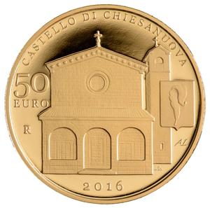 San Marino / Fifty Euro Gold 2016 Castles Fiorentino Chiesanuova - reverse photo