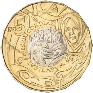 San Marino / Five Euro 2016 Jubilee of Mercy - reverse photo
