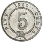 Five Cents (Debased Silver): Photo SARAWAK, Charles Vyner Brooke (1917-1946), silver five cents, 1920H