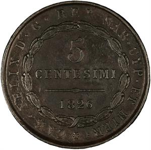 Sardinia / Five Centesimi 1826 - reverse photo