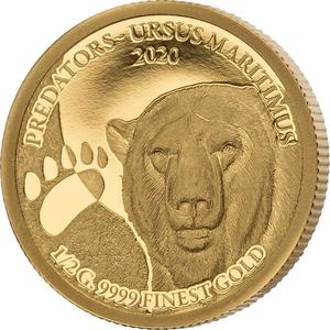 Senegal / Gold Half Gram 2020 Predators - Ursus Maritimus - reverse photo