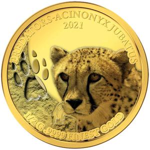 Senegal / Gold Half Gram 2021 Predators - Acinonyx Jubatus - reverse photo