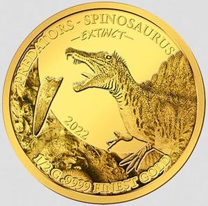 Senegal / Gold Half Gram 2022 Extinct Predators - Spinosaurus - reverse photo