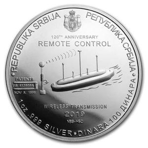 Serbia / Silver Ounce 2019 Nikola Tesla - reverse photo