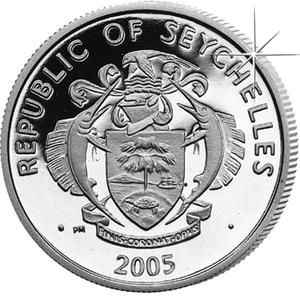 Seychelles / Twenty-five Rupees 2005 Pope John Paul II - obverse photo
