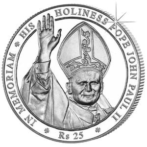 Seychelles / Twenty-five Rupees 2005 Pope John Paul II - reverse photo