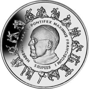 Seychelles / Five Rupees 2013 Pope Francis - reverse photo