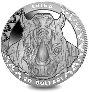 Sierra Leone / Silver Two Ounces 2019 Big Five - Rhinoceros - reverse photo