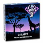 Silver Two Ounces 2022 Giraffe: Photo 2022 Sierra Leone 2 oz Silver $20 High Relief Wild Five: Giraffe / thumbnail
