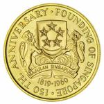 One Hundred and Fifty Dollars 1969 Founding of Singapore: Photo Coin, Singapore, One Hundred and Fifty Dollars 1969 Founding of Singapore / thumbnail