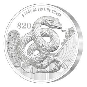 Singapore / Silver Five Ounces 2025 Year of the Snake - reverse photo