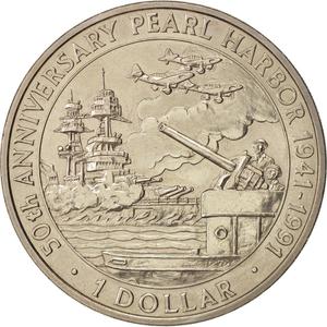 Solomon Islands / One Dollar 1991 Pearl Harbour - reverse photo