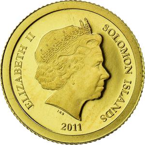 Solomon Islands / Five Dollars Gold 2011 Taj Mahal - reverse photo