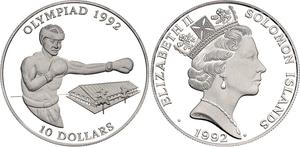 Solomon Islands / Silver Ounce 1992 Olympic Games - Boxing - reverse photo