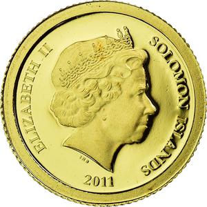 Solomon Islands / Five Dollars Gold 2011 Hanging Gardens - reverse photo