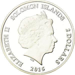 Solomon Islands / Two Dollars Silver 2015 Abu Simbel - reverse photo