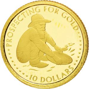 Solomon Islands / Ten Dollars Gold 2005 Prospecting for Gold - reverse photo