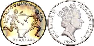 Solomon Islands / Silver Ounce 1994 Olympic Games - Relay Runners - reverse photo