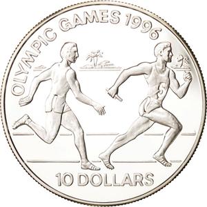 Solomon Islands / Ten Dollars 1994 Relay Race - reverse photo