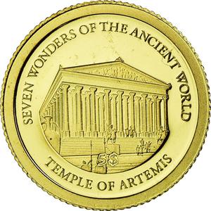 Solomon Islands / Five Dollars Gold 2011 Temple of Artemis - obverse photo