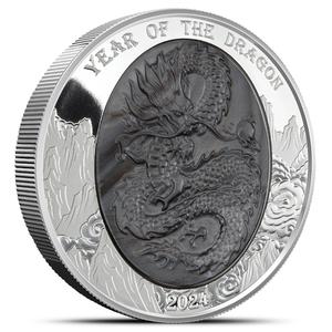 Solomon Islands / Silver Five Ounces 2024 Year of the Dragon - reverse photo