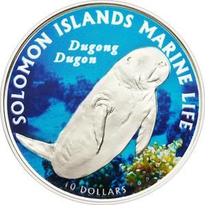 Solomon Islands / Ten Dollars Silver 2011 Dugong Dugon - reverse photo