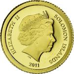 Solomon Islands / Five Dollars Gold 2011 Lighthouse of Alexandria - reverse photo