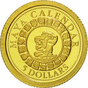 Solomon Islands / Five Dollars Gold 2012 Maya Calendar - reverse photo