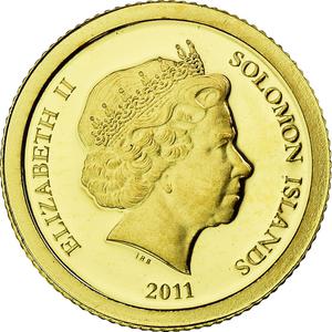 Solomon Islands / Five Dollars Gold 2011 Temple of Artemis - reverse photo