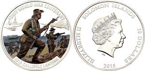 Solomon Islands / Ten Dollars silver 2015 WWI Centenary - Gallipoli Landing - obverse photo