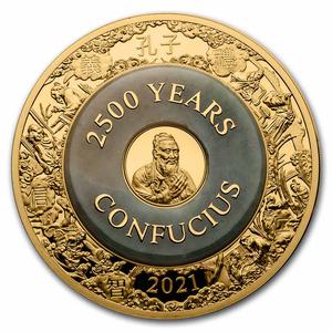 Solomon Islands / Gold Two Ounces 2021 Confucius - reverse photo