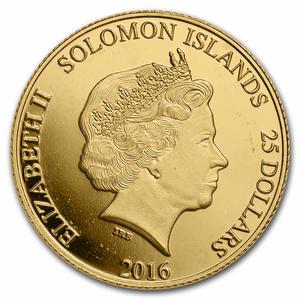 Solomon Islands / Gold Quarter Ounce 2016 Lady Liberty - obverse photo