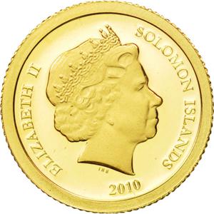 Solomon Islands / Five Dollars Gold 2010 Endangered Wildlife - obverse photo