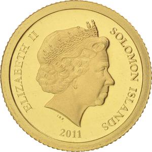 Solomon Islands / Five Dollars Gold 2011 Dugong Dugon - obverse photo