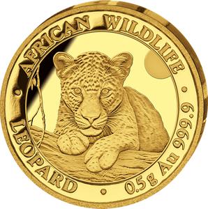 Somalia / Gold Half Gram 2025 African Wildlife - Leopard - reverse photo