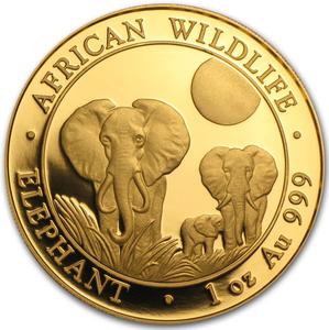 Somalia / Gold Ounce 2014 African Wildlife - Elephant - reverse photo