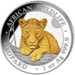 Somalia / Silver Ounce 2025 African Wildlife - Leopard / Gilded Reverse - reverse photo