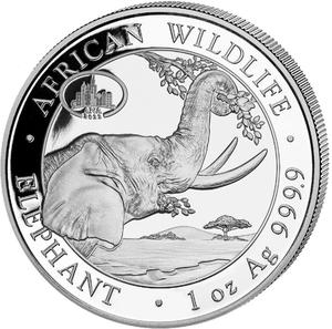 Somalia / Silver Ounce 2022 African Wildlife - Elephant, ANA - reverse photo